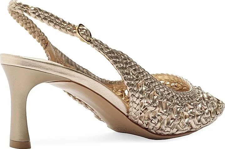 Women's Jane Tresse 60MM Metallic Leather Slingback Pumps - Golden - Size 5 - Image 5