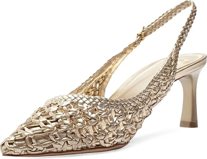 Women's Jane Tresse 60MM Metallic Leather Slingback Pumps - Golden - Size 5 - Image 6