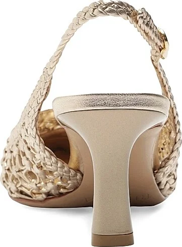Women's Jane Tresse 60MM Metallic Leather Slingback Pumps - Golden - Size 5 - Image 8