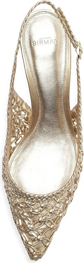 Women's Jane Tresse 60MM Metallic Leather Slingback Pumps - Golden - Size 5 - Image 9