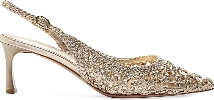 Women's Jane Tresse 60MM Metallic Leather Slingback Pumps - Golden - Size 5