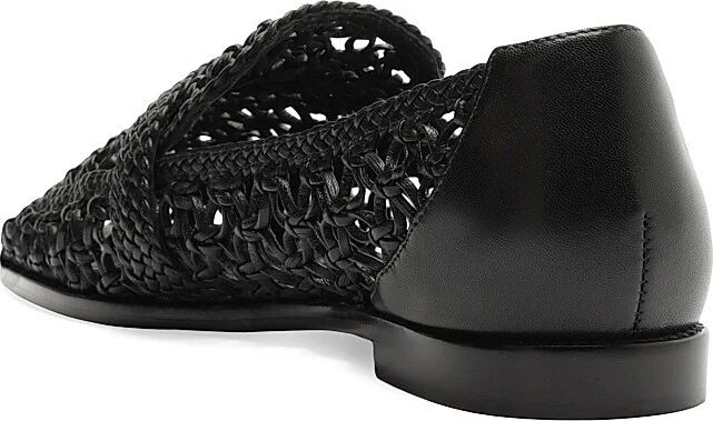 Women's Jane Tresse Woven Leather Loafers - Black - Size 5 - Image 4