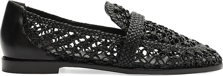 Women's Jane Tresse Woven Leather Loafers - Black - Size 5