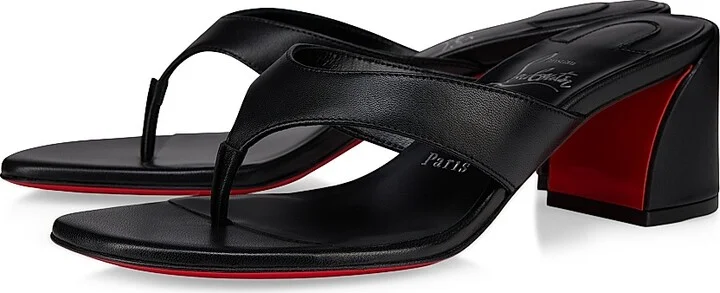 Women's Janetonga 55MM Leather Thongs - Black - Size 5 - Image 2