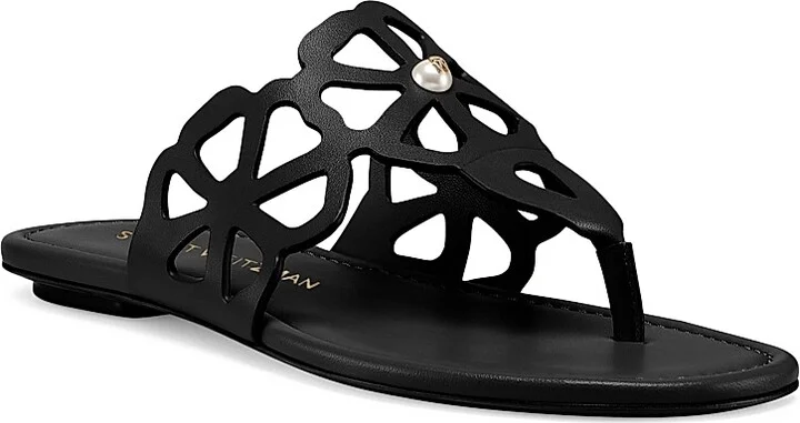 Women's Jasmine Embellished Leather Sandals - Black - Size 10 - Image 2