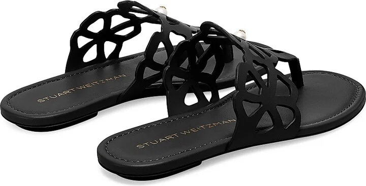 Women's Jasmine Embellished Leather Sandals - Black - Size 10 - Image 3