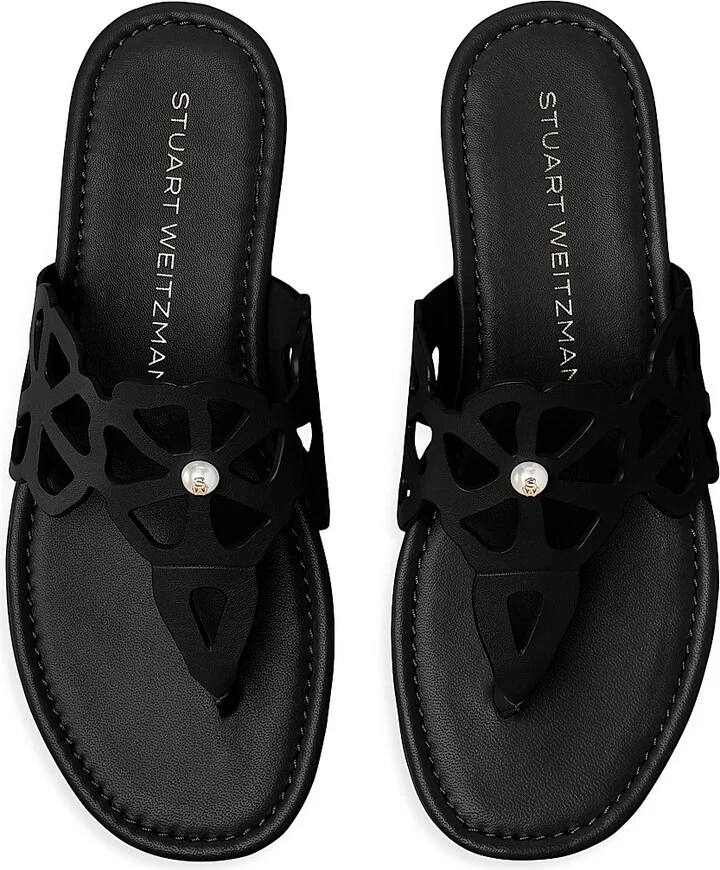 Women's Jasmine Embellished Leather Sandals - Black - Size 10 - Image 4