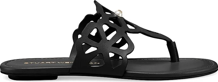 Women's Jasmine Embellished Leather Sandals - Black - Size 10