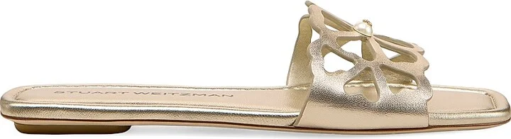 Women's Jasmine Metallic Leather Sandals - Light Gold - Size 10