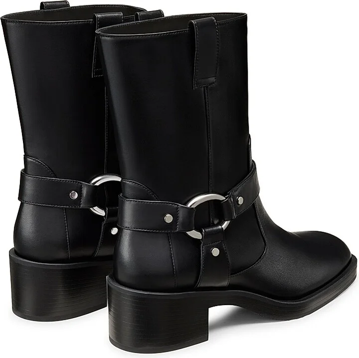 Women's Jax 40MM Leather Pull-On Booties - Black - Size 10 - Image 3