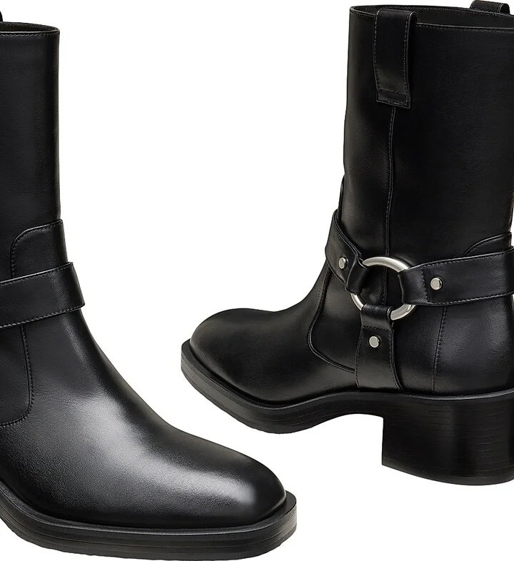 Women's Jax 40MM Leather Pull-On Booties - Black - Size 10 - Image 4