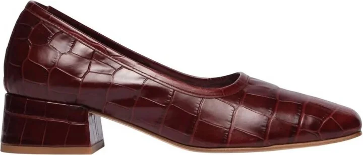 Women's Jayla Block Heel In Cherry Embossed Croc