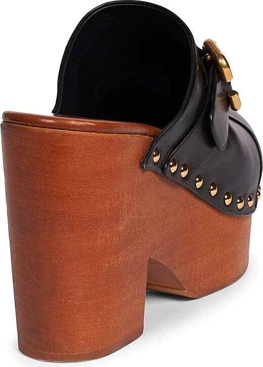 Women's Jeannette 40MM Leather Clogs - Black - Size 9 - Image 3