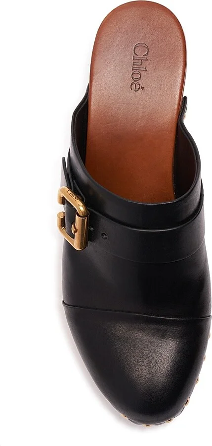 Women's Jeannette 40MM Leather Clogs - Black - Size 9 - Image 5