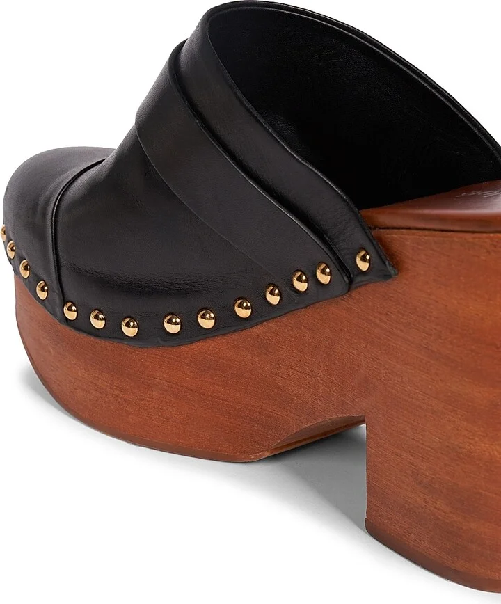 Women's Jeannette 40MM Leather Clogs - Black - Size 9 - Image 8