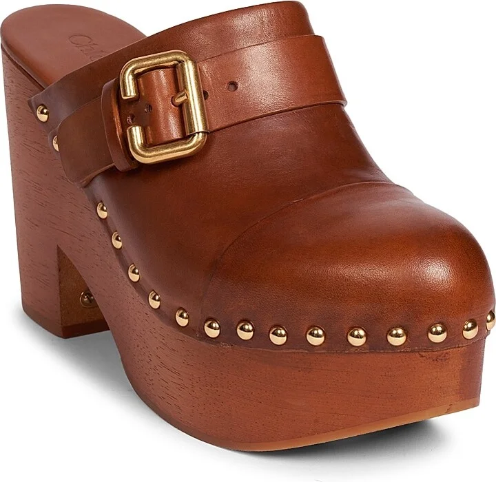 Women's Jeannette 40MM Leather Clogs - Black - Size 9 - Image 9