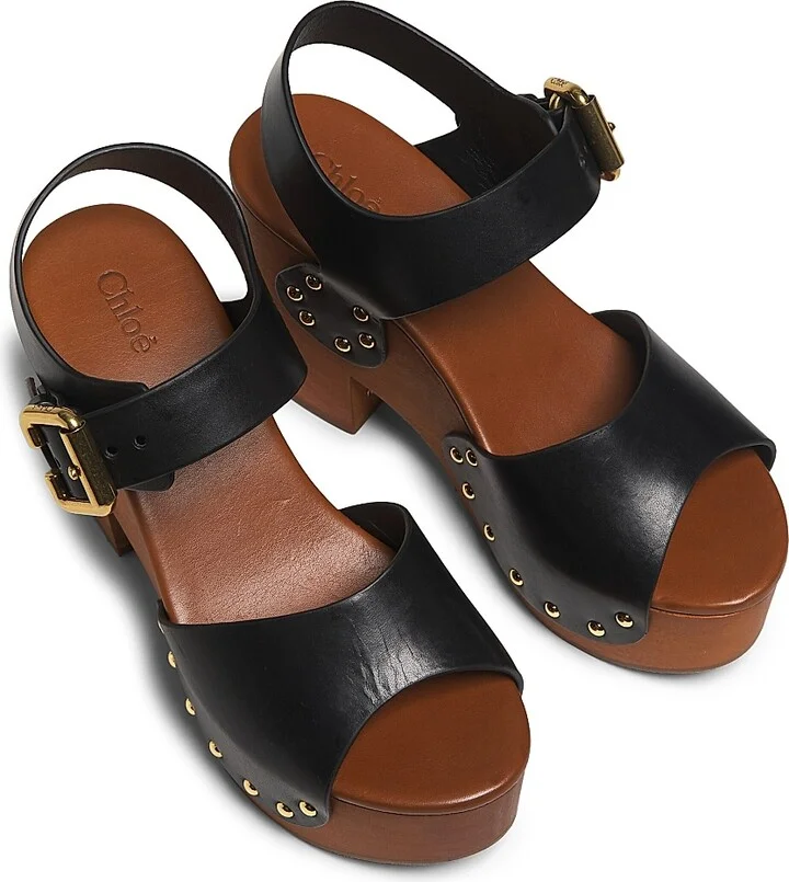 Women's Jeannette Leather Clogs - Black - Size 7 - Image 4