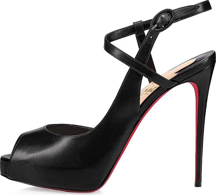 Women's Jenlove Alta Leather 120MM Strappy Pumps - Black - Size 4 - Image 2