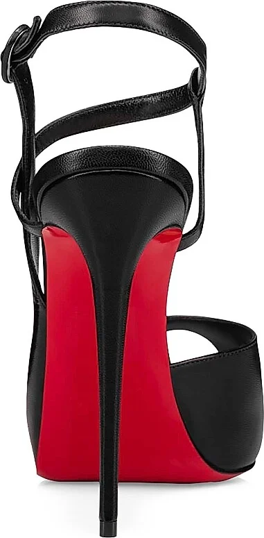 Women's Jenlove Alta Leather 120MM Strappy Pumps - Black - Size 4 - Image 3