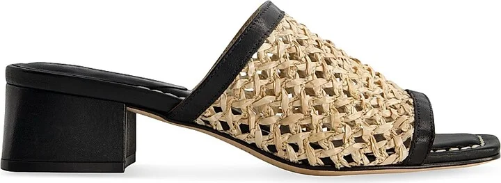Women's Jenne Low Heel Raffia Sandals - Black - Size 6