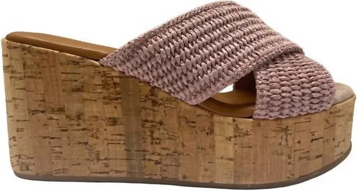 Women's Jenny Raffia Wedge In Rosa
