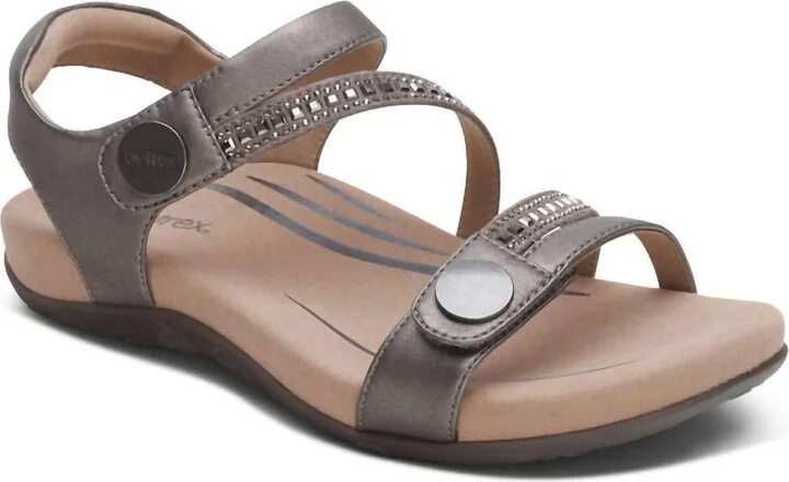 Women's Jess Adjustable Quarter Strap Sandal In Pewter Sparkle