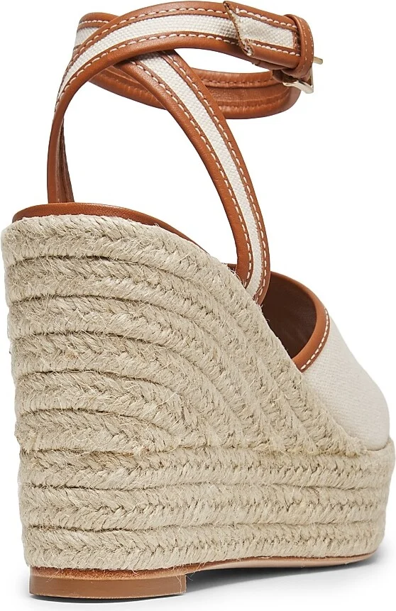 Women's Jesse 115MM Canvas Espadrille Platform Wedge Sandals - Natural Cognac - Size 9 - Image 3