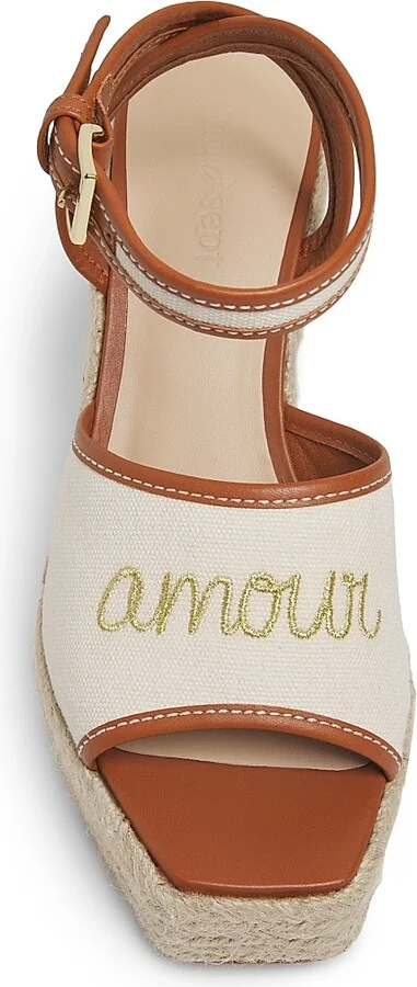 Women's Jesse 115MM Canvas Espadrille Platform Wedge Sandals - Natural Cognac - Size 9 - Image 4