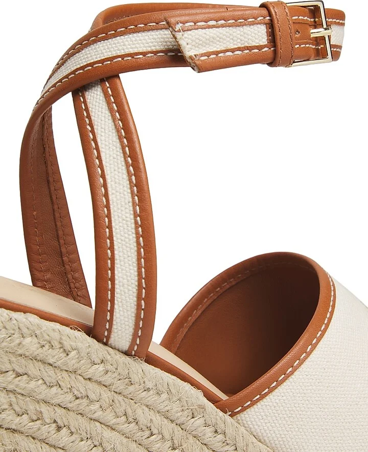 Women's Jesse 115MM Canvas Espadrille Platform Wedge Sandals - Natural Cognac - Size 9 - Image 5