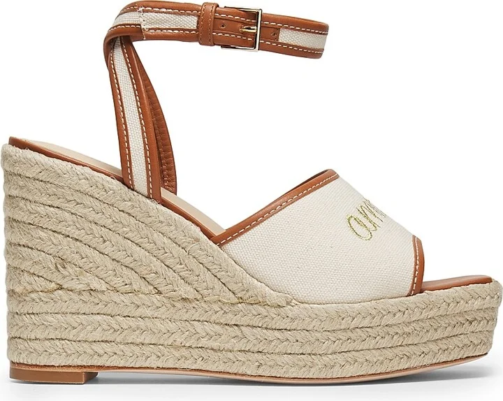 Women's Jesse 115MM Canvas Espadrille Platform Wedge Sandals - Natural Cognac - Size 9
