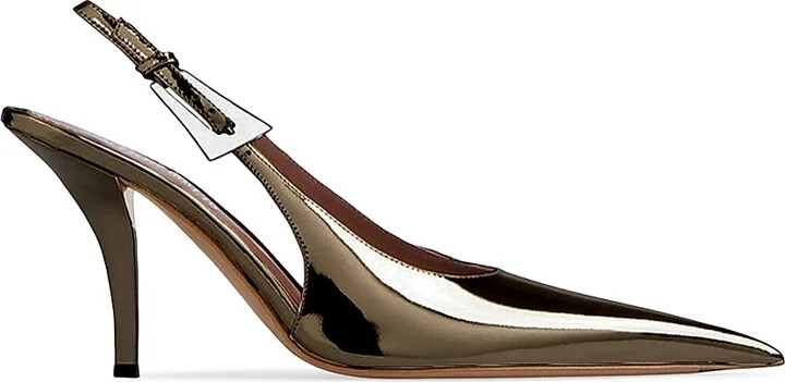 Women's Jessica 75MM Metallic Leather Pumps - Ebano - Size 6.5