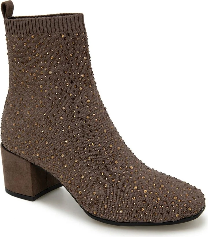 Womens Jeweled Man Made Mid-Calf Boots