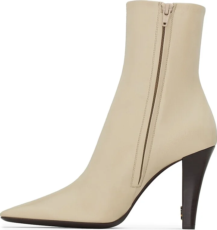 Women's Jill Booties in Smooth Leather - Beige - Size 7 - Image 3
