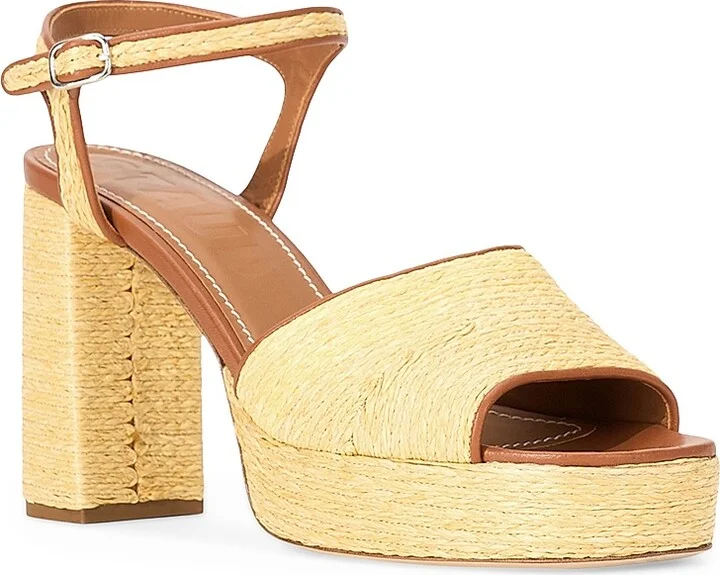 Women's Jodie 100MM Raffia Block-Heel Sandals - Natural - Size 5 - Image 2