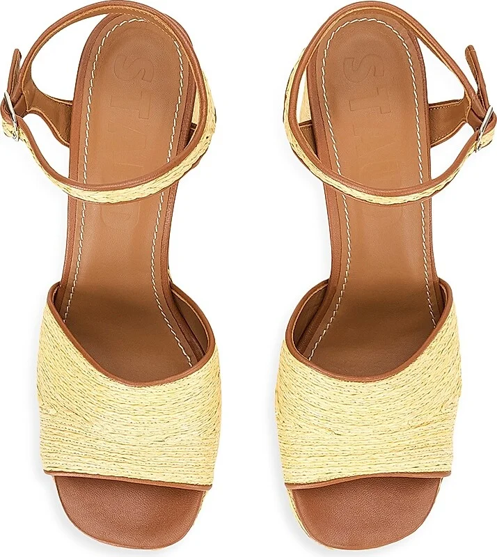 Women's Jodie 100MM Raffia Block-Heel Sandals - Natural - Size 5 - Image 4