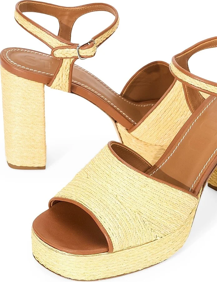 Women's Jodie 100MM Raffia Block-Heel Sandals - Natural - Size 5 - Image 5