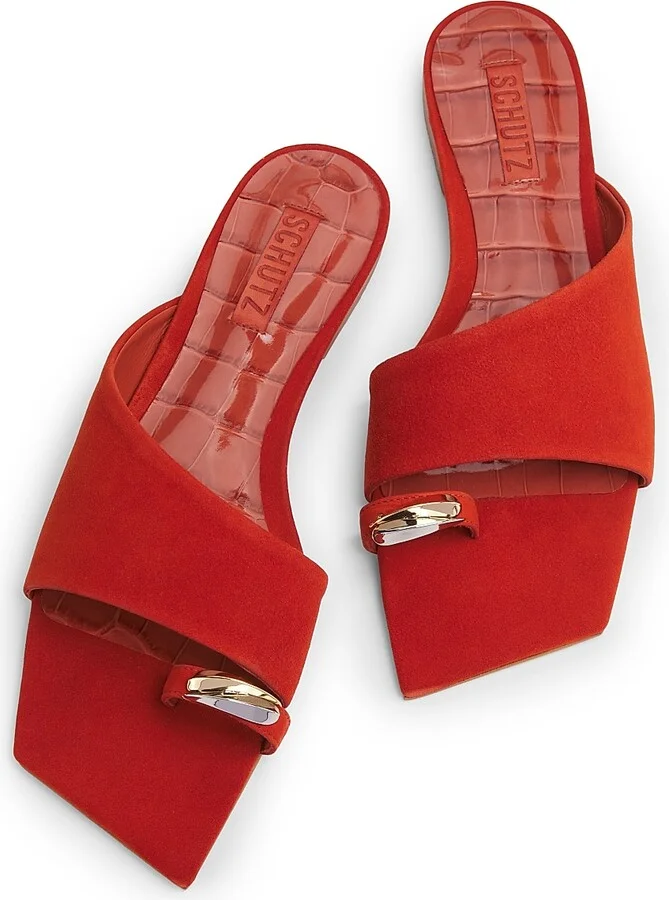 Women's Jodie Embellished Suede Sandals - Sunset Ochre - Size 6.5 - Image 4