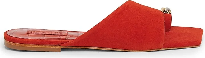 Women's Jodie Embellished Suede Sandals - Sunset Ochre - Size 6.5