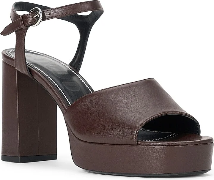Women's Jodie Leather 100MM Platform Heels - Espresso - Size 5 - Image 2