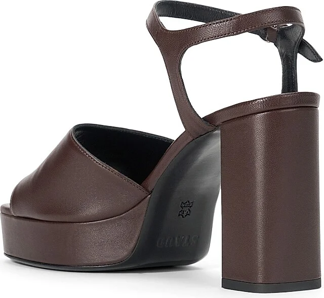 Women's Jodie Leather 100MM Platform Heels - Espresso - Size 5 - Image 3