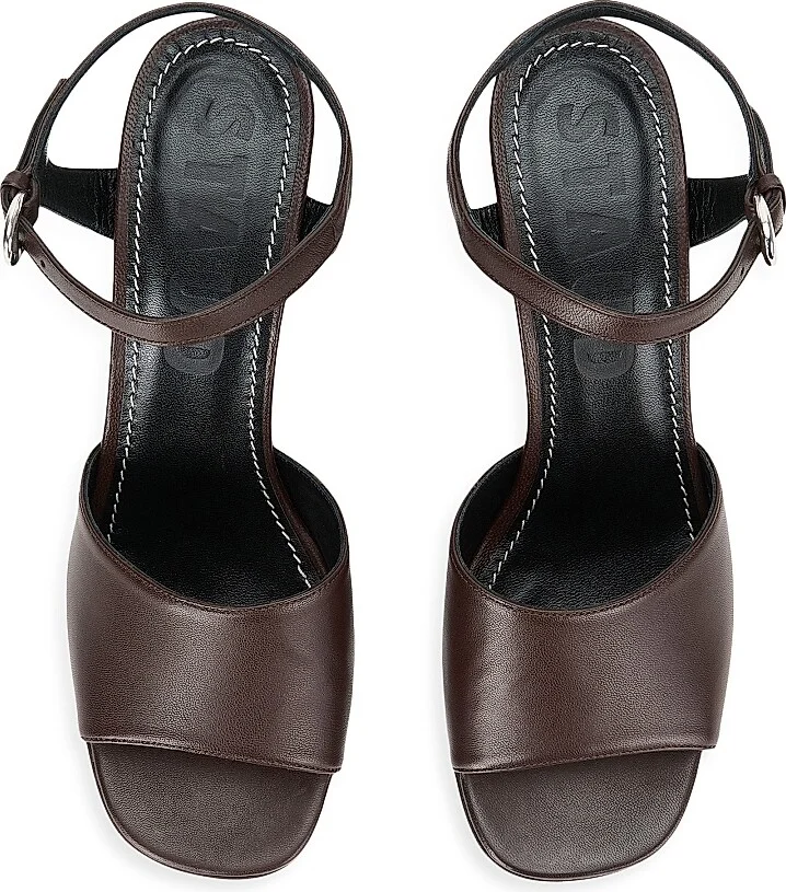 Women's Jodie Leather 100MM Platform Heels - Espresso - Size 5 - Image 4