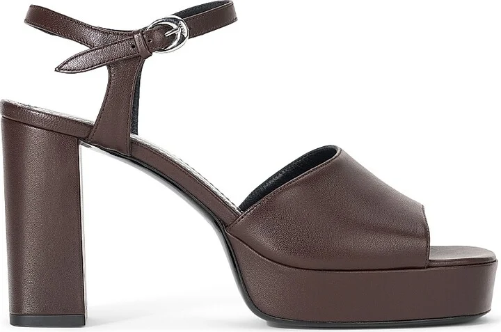 Women's Jodie Leather 100MM Platform Heels - Espresso - Size 5