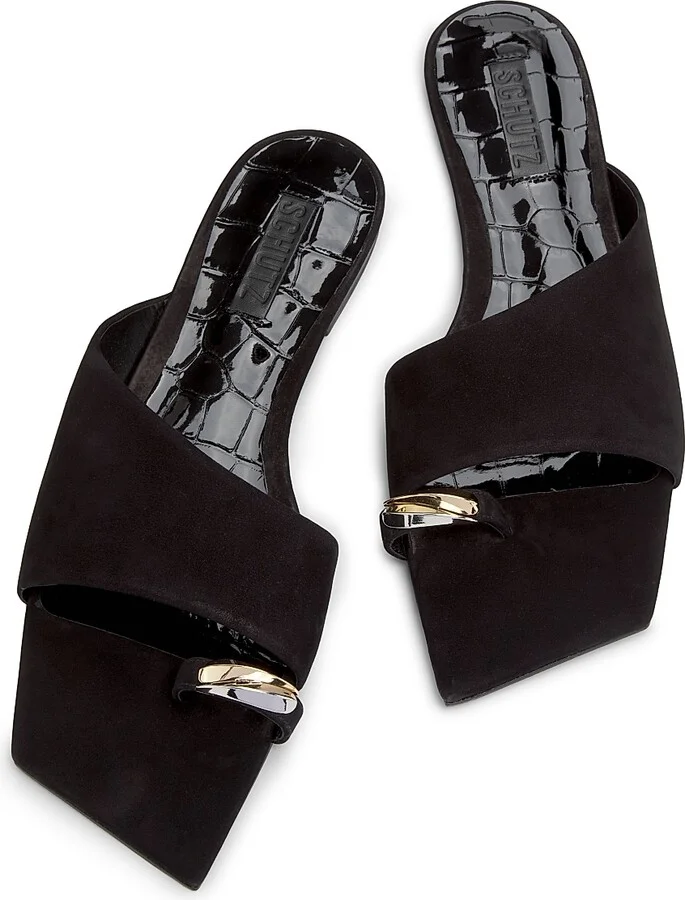 Women's Jodie Nubuck Leather Flats - Black - Size 5.5 - Image 4