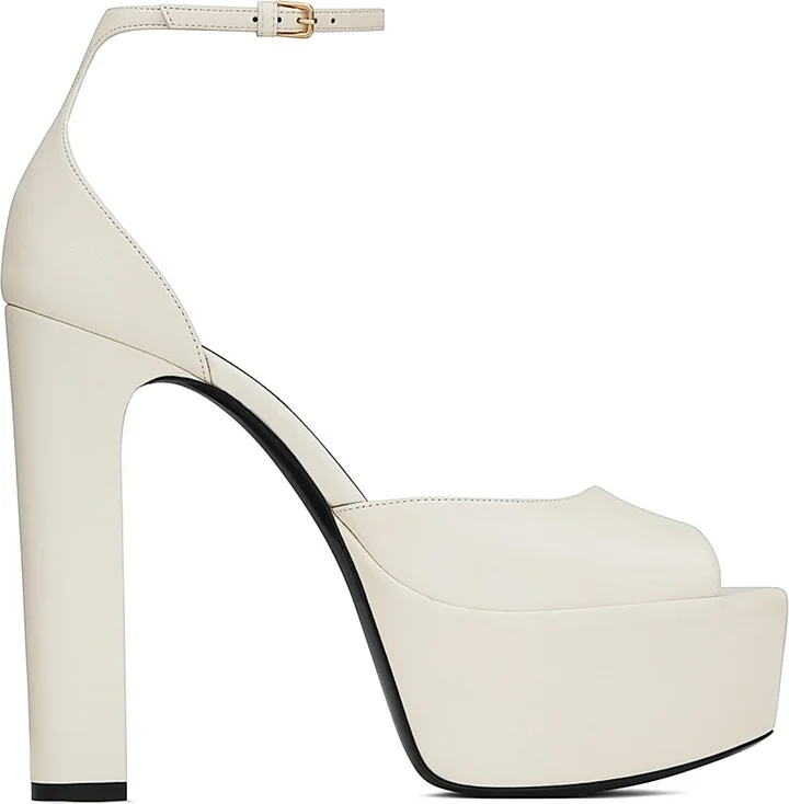 Women's Jodie Platform Sandals in Smooth Leather - Pearl - Size 9