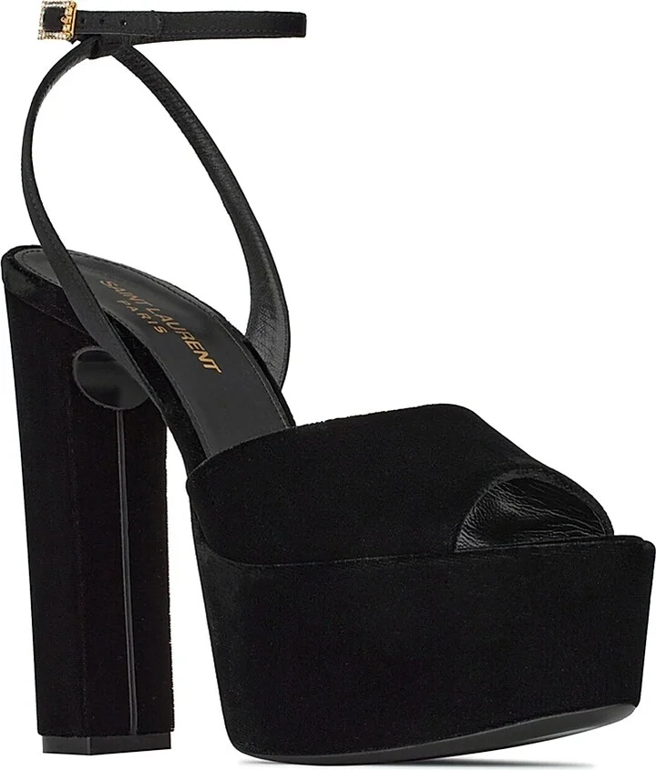 Women's Jodie Platform Sandals in Velvet - Nero - Size 7 - Image 2