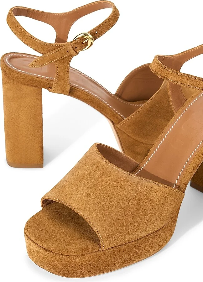 Women's Jodie Suede 100MM Platform Heels - Tan - Size 5 - Image 5
