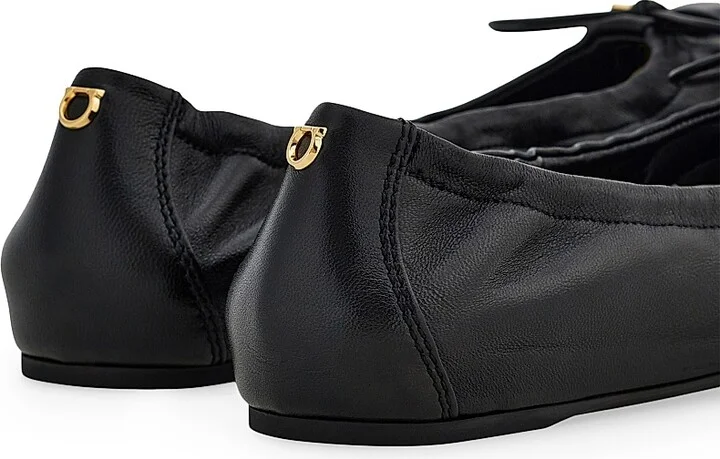 Women's Joelle Gathered Leather Ballet Flats - Nero - Size 5 - Image 5