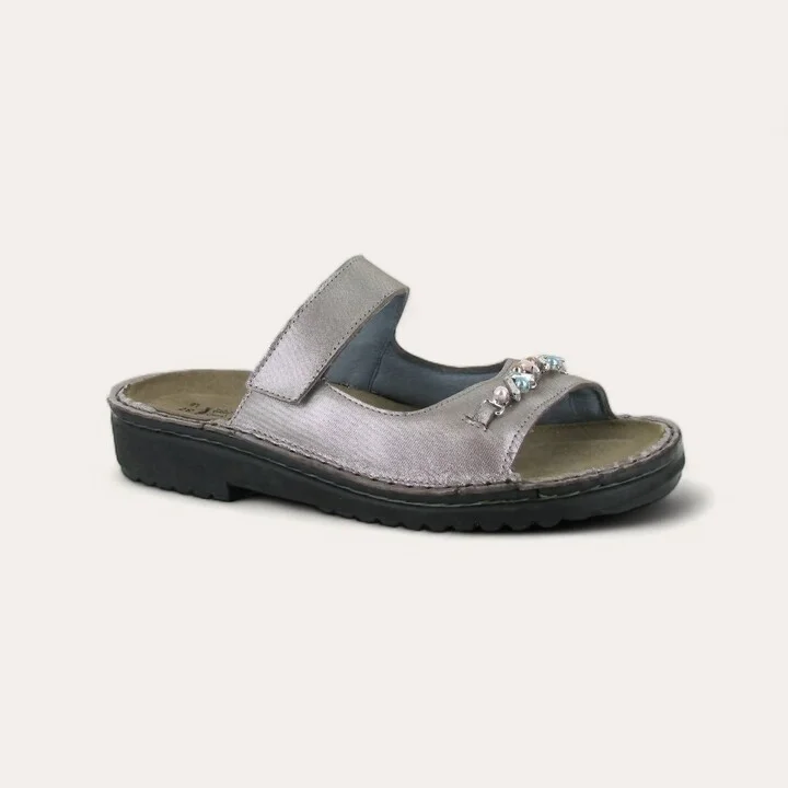 Women's Johanna Slip-On Sandals In Silver Threads Leather