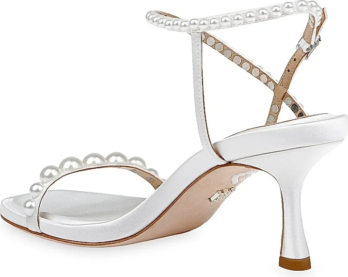 Women's Jolie 65MM Satin Evening Sandals - White Satin - Size 5 - Image 3