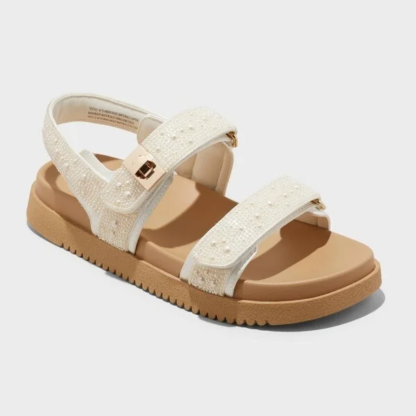 Women's Jonie Footbed Sandals - A New Day™ : Hook & Loop, Contoured, Open Toe